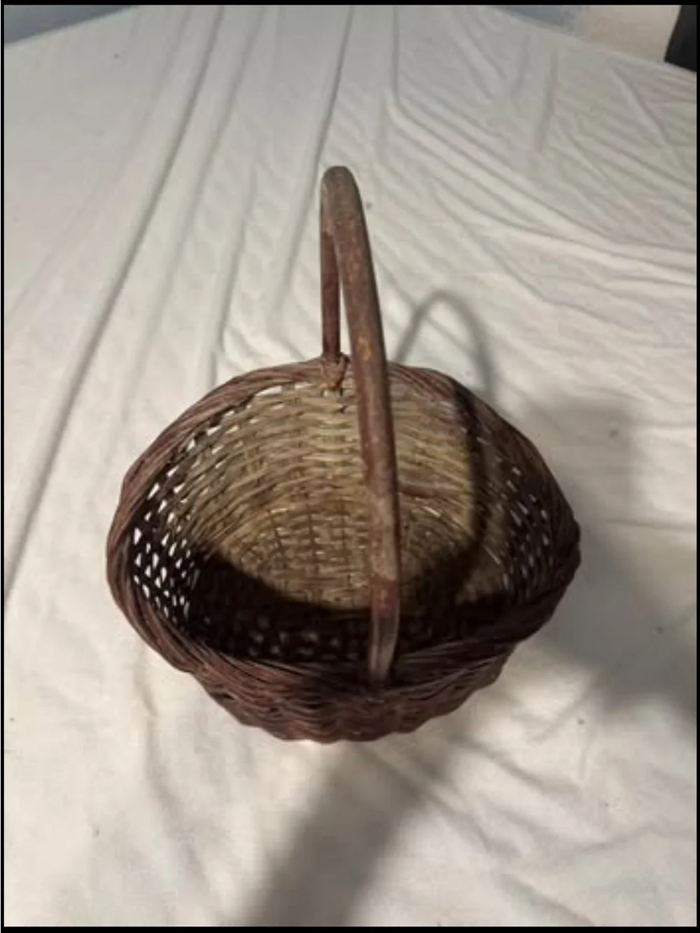 Rustic Brown Woven Basket with Handle - Home Accents